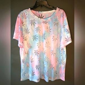 SHEIN WOMENS 2XL BLUE AND PINK SHEER TOP